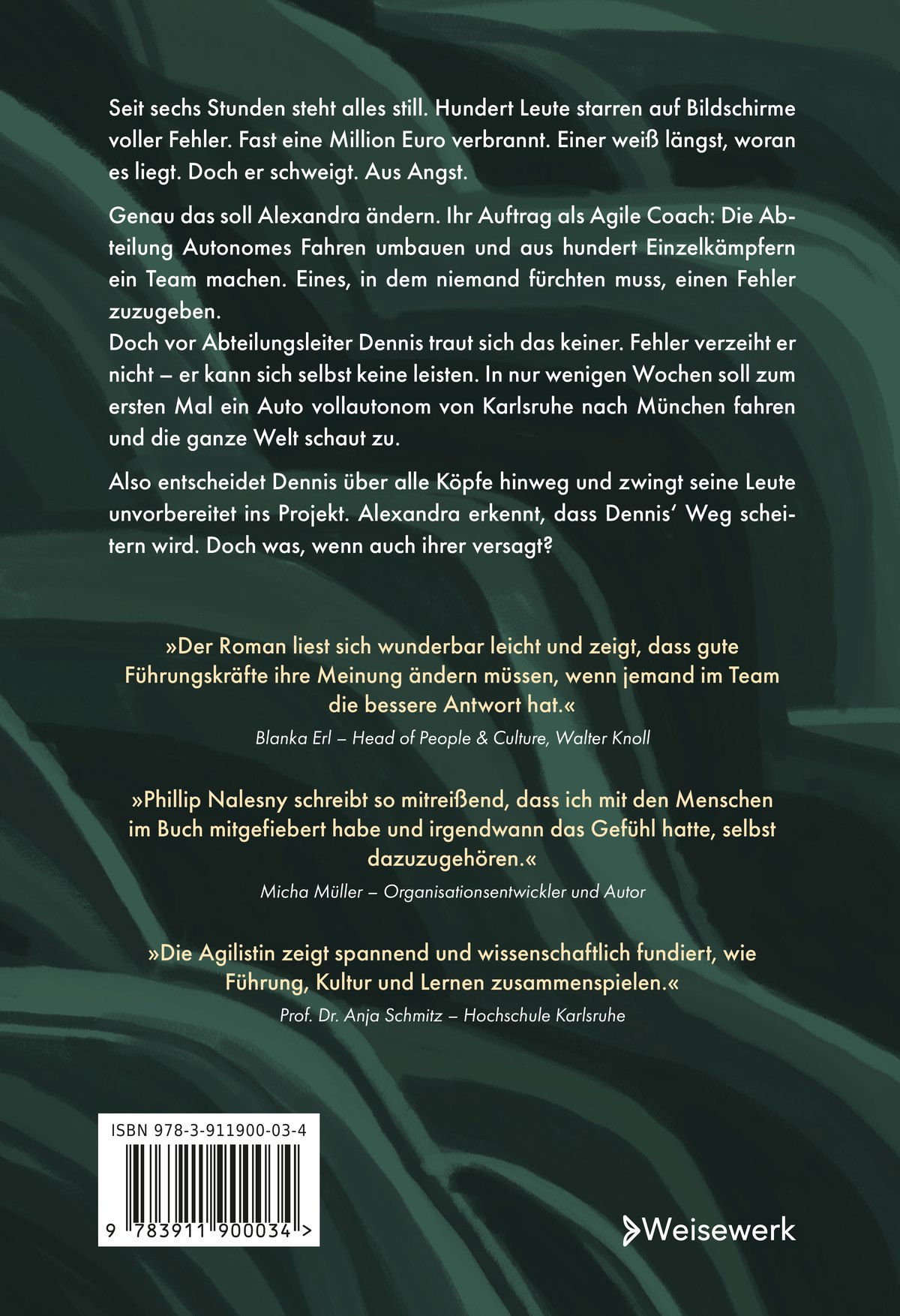 Buchrückseite mit Klappentext, Stimmen von Blanka Erl, Micha Müller und Anja Schmitz sowie der ISBN 978-3-911900-03-4